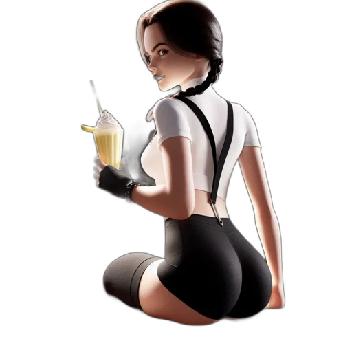 dress, staff, concept art, comic book art, cartoon, pixel art, woman, seated transparent PNG cut-out