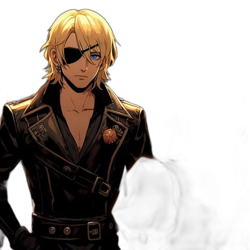 jacket, staff, comic book art, cartoon, concept art, anime, golden, dark transparent PNG cut-out