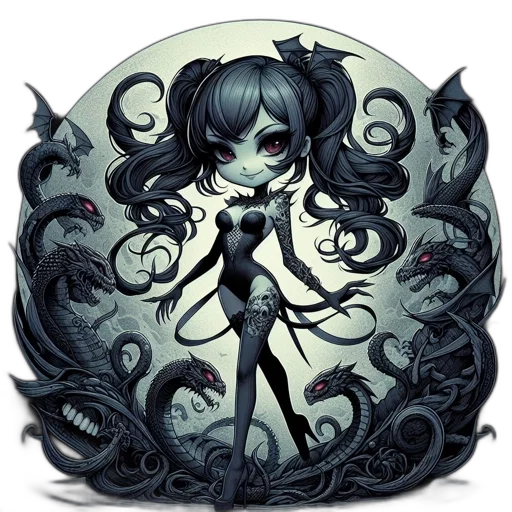 creature, staff, fantasy art, pixel art, concept art, comic book art, dark, monochrome transparent PNG cut-out
