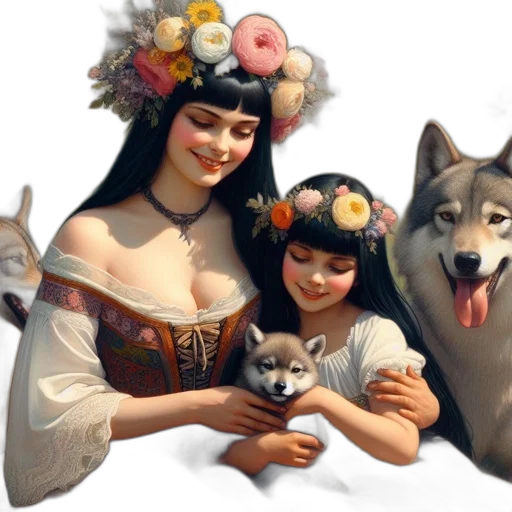 jewelry, fantasy art, photorealistic, oil painting, concept art, two, women, one transparent PNG cut-out