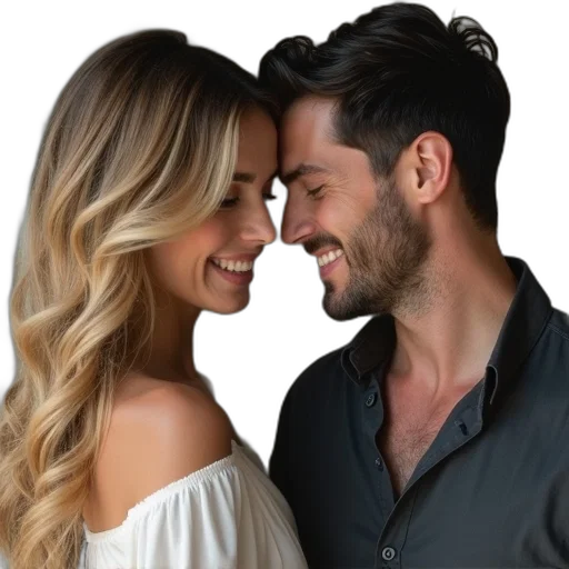 hair, face, jewelry, photorealistic, man, woman, standing, close transparent PNG cut-out