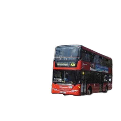 3d render, photorealistic, pixel art, concept art, city street, red, double-decker, bus transparent PNG cut-out