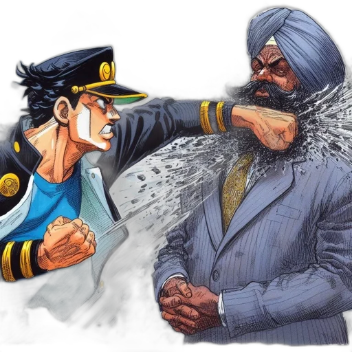 comic book art, intense, altercation, occurs, between, man, military-like, uniform transparent PNG cut-out