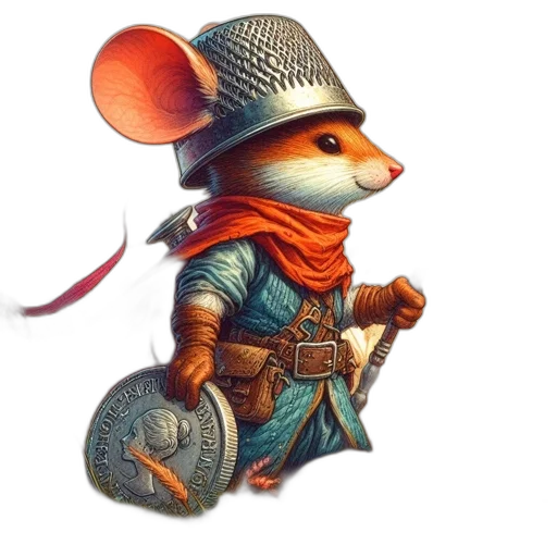 staff, hat, animal, weapon, fantasy art, concept art, 3d render, pixel art transparent PNG cut-out