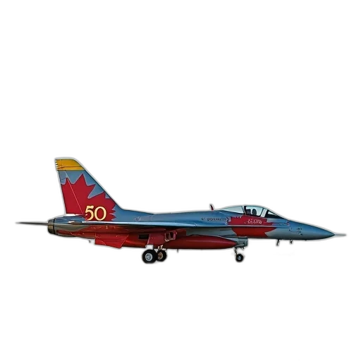 weapon, 3d render, concept art, photorealistic, red, fighter, jet, yellow transparent PNG cut-out