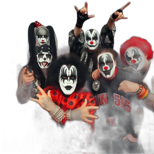 mask, seven, individuals, dressed, rock, band, kiss, pose transparent PNG cut-out