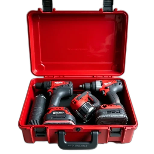 weapon, staff, red, toolbox, open, revealing, collection, various transparent PNG cut-out