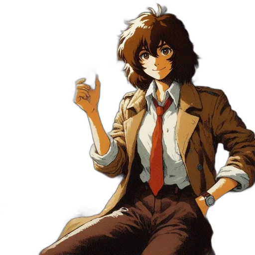 jacket, staff, anime, concept art, pixel art, cartoon, young, woman transparent PNG cut-out