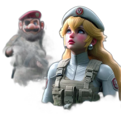 concept art, 3d render, photorealistic, fantasy art, female, character, military, uniform transparent PNG cut-out