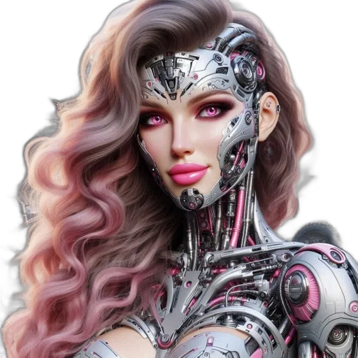 robot, mask, face, fantasy art, cyberpunk, concept art, photorealistic, female transparent PNG cut-out