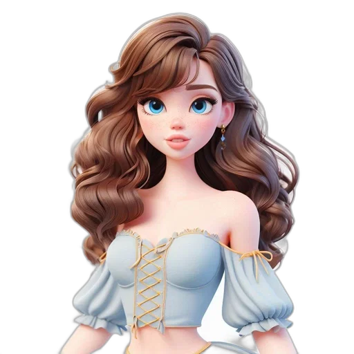 dress, jewelry, staff, hair, fantasy art, 3d render, cartoon, concept art transparent PNG cut-out