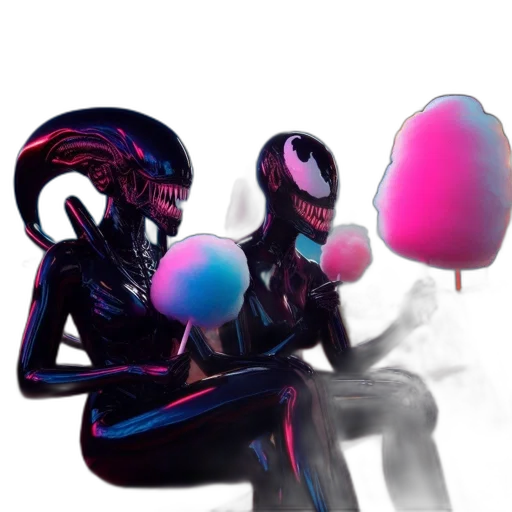mask, robot, creature, concept art, vaporwave, 3d render, comic book art, outer space transparent PNG cut-out