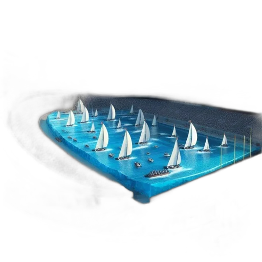 3d render, concept art, underwater, stadium, constructed, above, lake, hosts transparent PNG cut-out