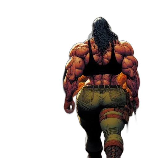 comic book art, concept art, fantasy art, pixel art, muscular, woman, stands, before transparent PNG cut-out
