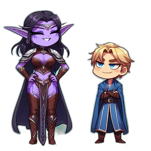 pixel art, fantasy art, concept art, comic book art, dark, two, animated, characters transparent PNG cut-out