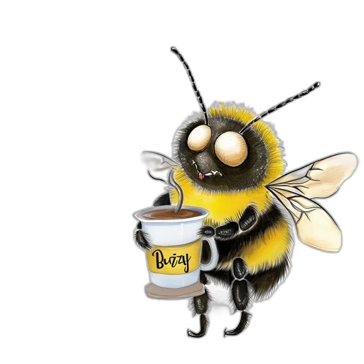concept art, 3d render, image, features, whimsical, anthropomorphic, bee, indulging transparent PNG cut-out