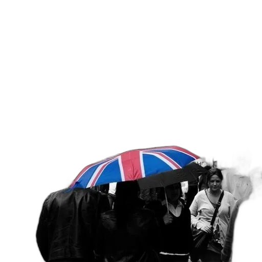 umbrella, hat, car, jacket, concept art, photorealistic, black, white transparent PNG cut-out