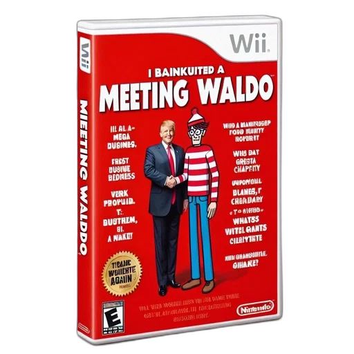 parody, nintendo, wii, game, cover, featuring, man, suit transparent PNG cut-out