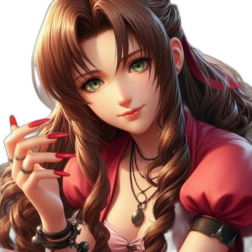 jewelry, staff, face, fantasy art, anime, photorealistic, oil painting, red transparent PNG cut-out