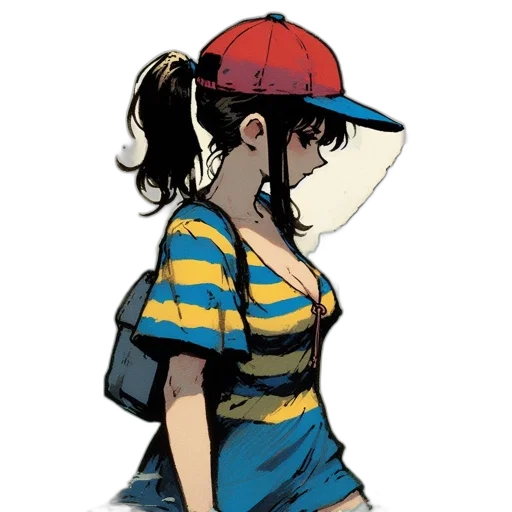 hat, dress, jacket, mask, concept art, comic book art, anime, cartoon transparent PNG cut-out