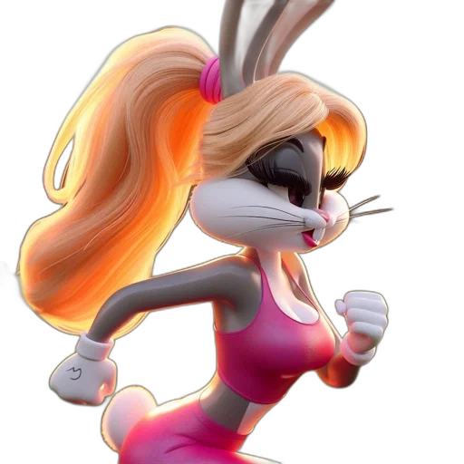 hair, cartoon, concept art, 3d render, comic book art, anthropomorphic, rabbit, golden transparent PNG cut-out