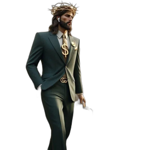 jacket, crown, concept art, 3d render, green, earth tones, man, suit transparent PNG cut-out