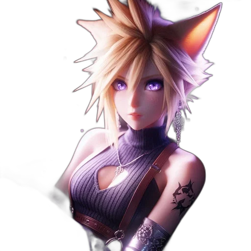 staff, animal, dress, weapon, fantasy art, concept art, 3d render, anime transparent PNG cut-out