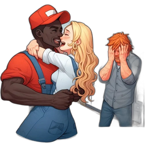 concept art, comic book art, pixel art, cartoon, fire, three, individuals, interact transparent PNG cut-out