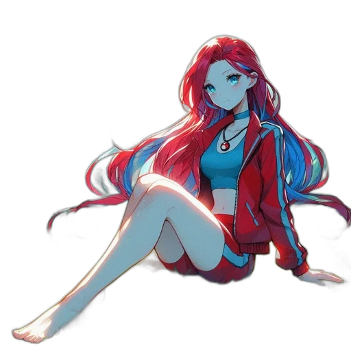 dress, creature, jacket, hair, anime, pixel art, concept art, fantasy art transparent PNG cut-out