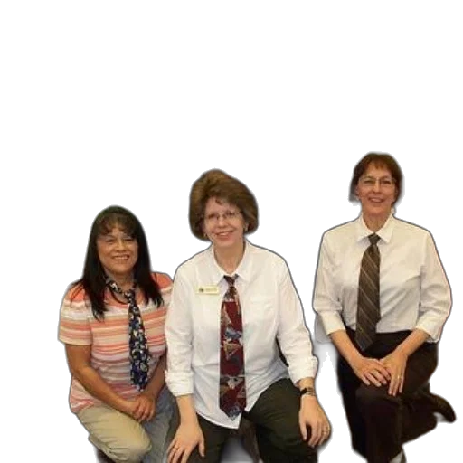 staff, furniture, jewelry, group, women, wearing, ties, pose transparent PNG cut-out