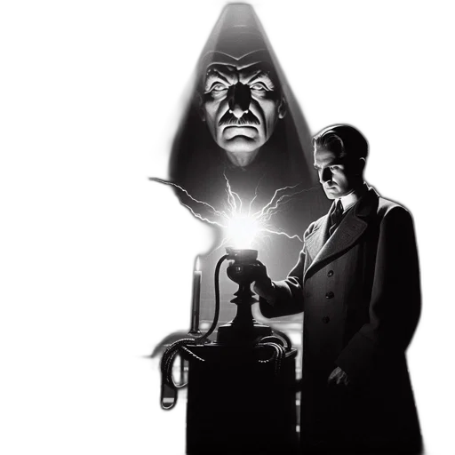 staff, robot, mask, comic book art, concept art, outer space, fire, image transparent PNG cut-out