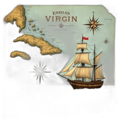 concept art, fantasy art, vintage-style, map, virgin, islands, featuring, sailing transparent PNG cut-out