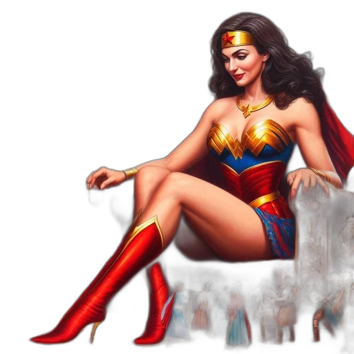 comic book art, concept art, fantasy art, pixel art, powerful, female, figure, dressed transparent PNG cut-out