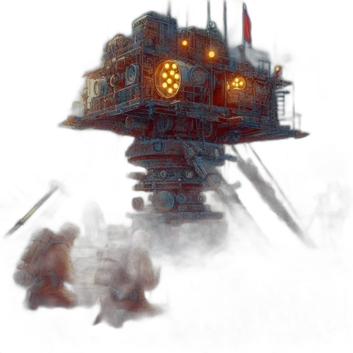 robot, weapon, sword, building, concept art, fantasy art, cyberpunk, watercolor transparent PNG cut-out