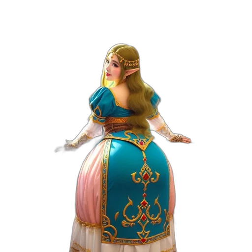 dress, crown, staff, jewelry, concept art, 3d render, fantasy art, pixel art transparent PNG cut-out