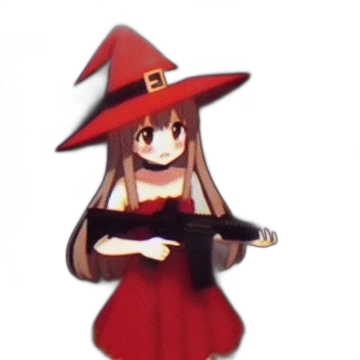 staff, hat, weapon, dress, pixel art, 3d render, concept art, anime transparent PNG cut-out
