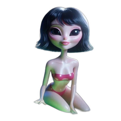 dress, creature, jewelry, 3d render, concept art, cartoon, fantasy art, underwater transparent PNG cut-out