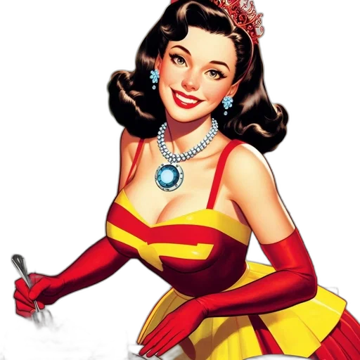dress, jewelry, crown, staff, comic book art, cartoon, concept art, photorealistic transparent PNG cut-out