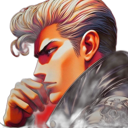 jacket, face, hair, comic book art, concept art, photorealistic, fantasy art, red transparent PNG cut-out