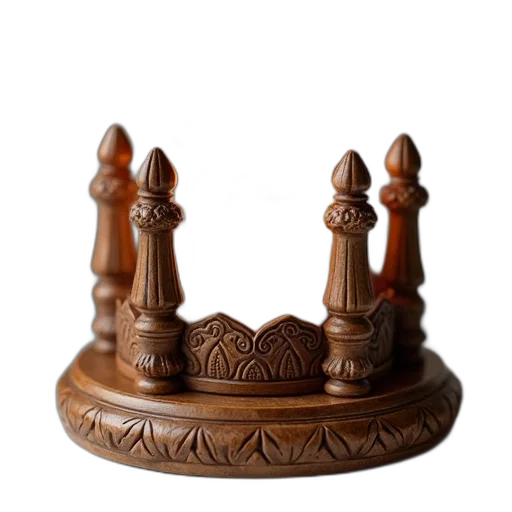crown, furniture, jewelry, hat, 3d render, photorealistic, wooden, candle transparent PNG cut-out