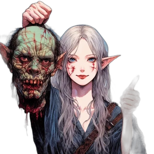 mask, face, staff, fantasy art, concept art, pixel art, comic book art, dark transparent PNG cut-out