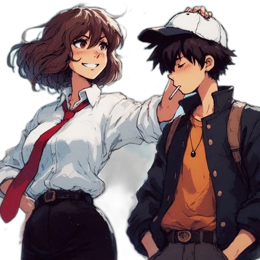hat, jacket, anime, watercolor transparent PNG cut-out