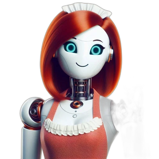 robot, dress, staff, 3d render, concept art, cartoon, comic book art, humanoid transparent PNG cut-out