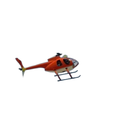 3d render, orange, helicopter, yellow, accents, flies, through, blue transparent PNG cut-out