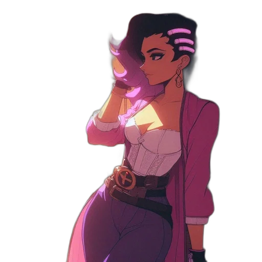 dress, staff, jacket, weapon, concept art, cyberpunk, fantasy art, cartoon transparent PNG cut-out