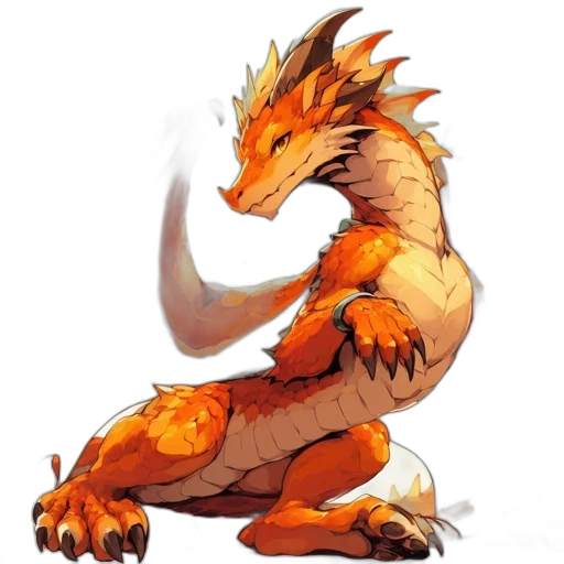 dragon, creature, animal, staff, concept art, fantasy art, pixel art, watercolor transparent PNG cut-out