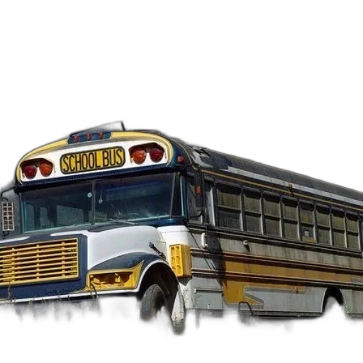 car, 3d render, photorealistic, concept art, yellow, white, school, bus transparent PNG cut-out