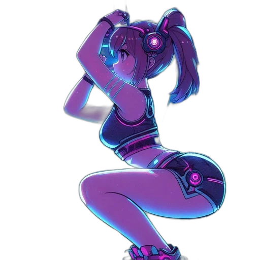 robot, vaporwave, cyberpunk, concept art, anime, neon lights, neon, blue transparent PNG cut-out