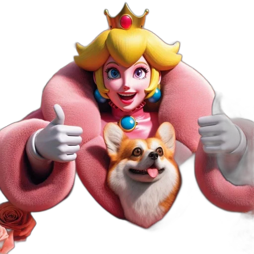 crown, animal, face, concept art, 3d render, photorealistic, princess, peach transparent PNG cut-out