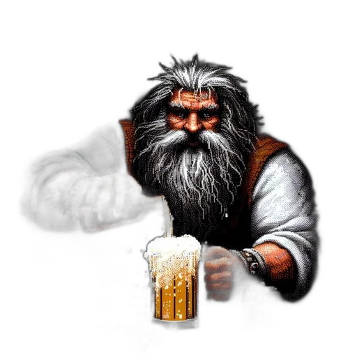 fantasy art, pixel art, photorealistic, concept art, elderly, man, white, beard transparent PNG cut-out